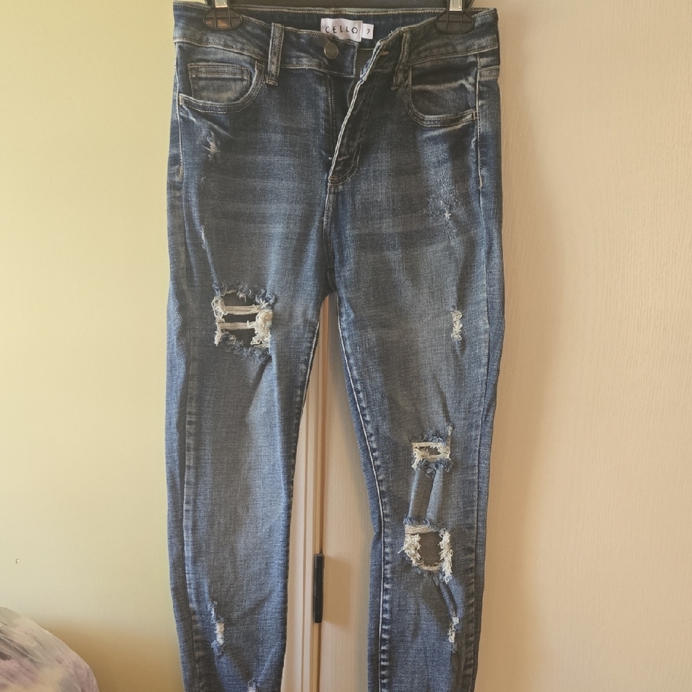 Cello Cropped Skinny Jeans in Light Blue